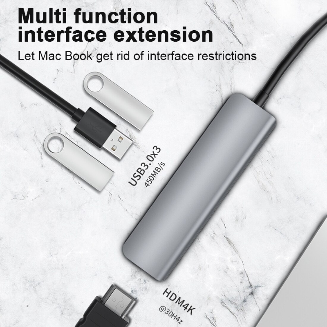2008N 5 In 1 Usb 3.0X2 + Hdmi + Pd + 3.5Mm Poort Multifunctionele Intelligente type-C/USB-C Hub Docking Station