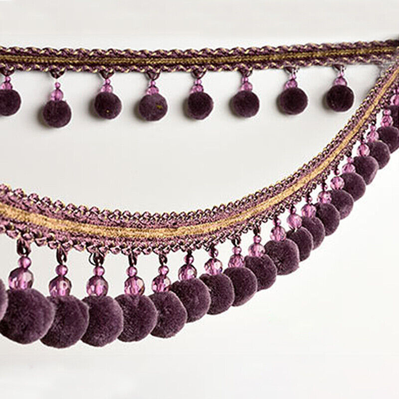 1M Vorhang Quaste Pom Pom Kugeln Trimmen Bommel trimmen Kristall Randbereich DIY NäHenne Band Material Hause Dekorative Zubehör: Grün