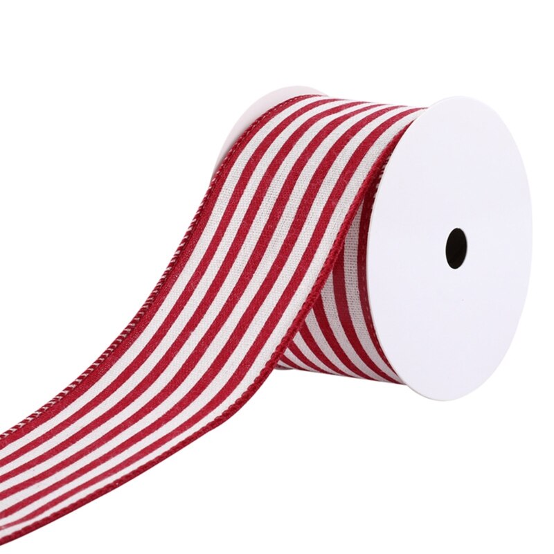 69HF 10 Yards Heart Stripe Printed Ribbon Valentine's Day Mother's Day Satin Ribbons for Wrapping DIY Craft: Red white stripe