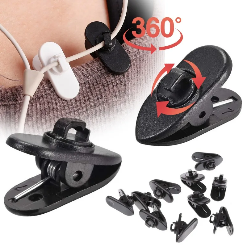 Clips de Cable para auriculares, línea de auriculares giratoria, Clip para ropa, Collar, abrazadera de puño desmontable, gancho, accesorios para auriculares, 1-10 Uds.