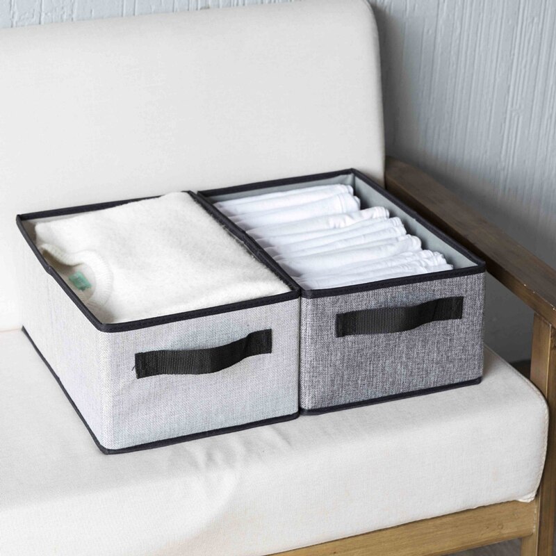 Foldable Clothes Storage Box Cloth Underwear Organizer Linen Cotton Fabric Sweaters Socks Box Closet Wardrobe Drawer Organizer