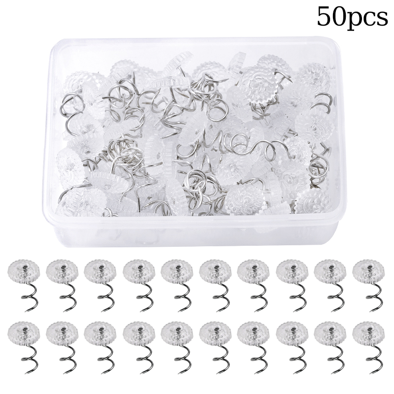KRABALL 50/100 pièces épingles à ongles torsadées transparentes pour feuille de canapé broche à tête en plastique fixation à vis boucle de sécurité pour couvertures fixes: Gris foncé