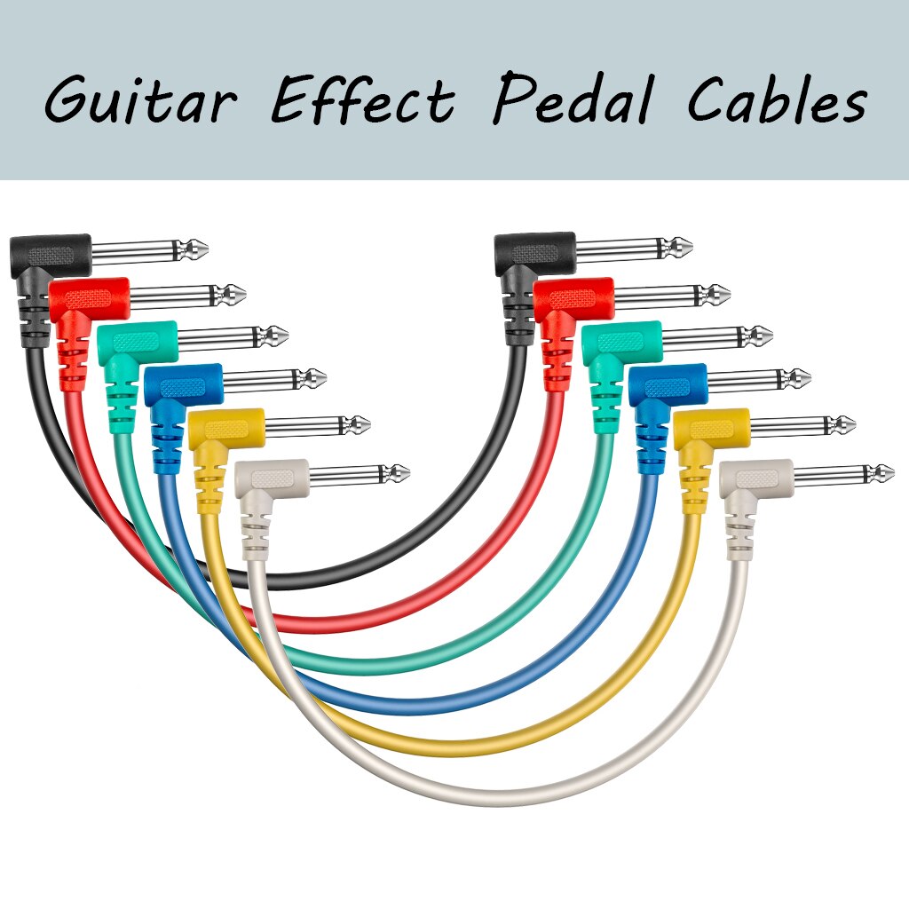 6 Stks/set Gitaar Effect Pedaal Kabels Kleurrijke Plastic Gitaar Patch Kabels Schuin Voor Elektrische Gitaar Effect Pedalen