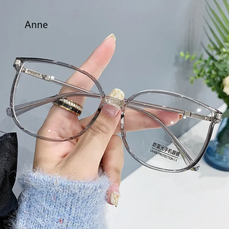 Anti-Blue Light Reading Glasses Women Large Frame Cat Eye Glitter Presbyopic Eyeglasses Men Optical Eyewear 0+400: WHITE / +200