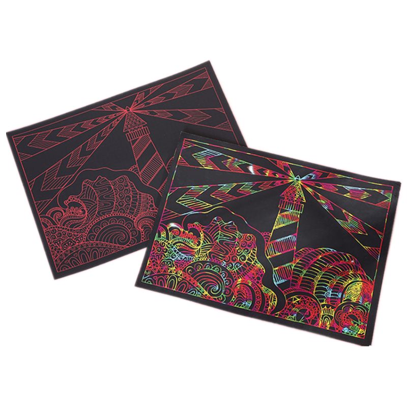 4 Stuks 11 "X 8" Scratch Papier Kunst Set Voor Kinderen Scratch Off Arts Black Scratch Off Art voor Kids Jongens Meisjes