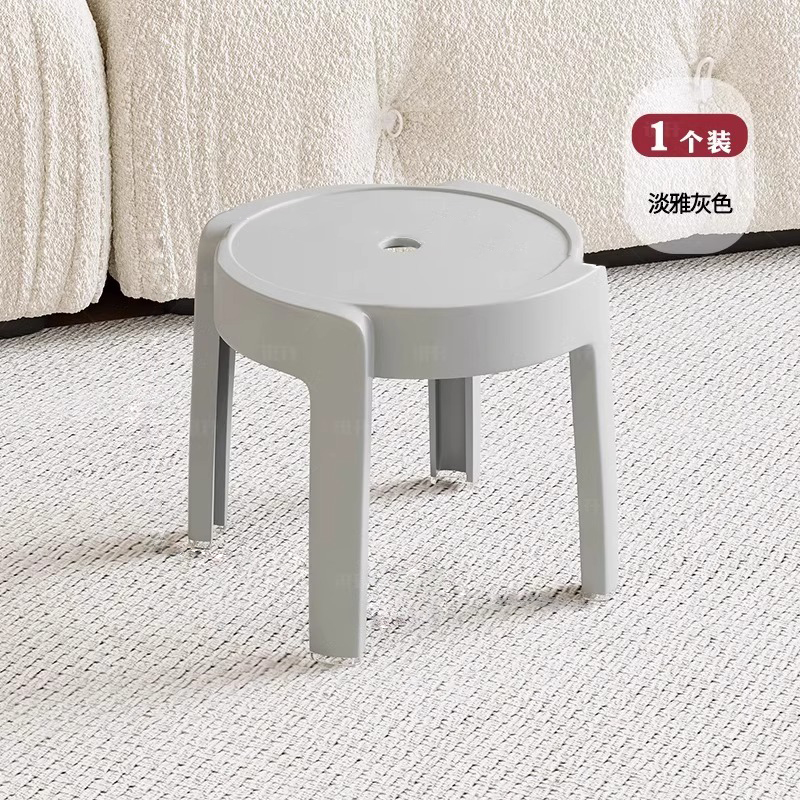 Petit tabouret en plastique pour ménage, tabouret bas, épaissi, empilable, salon, tabouret assis au moulin à vent, rond simple: Buff