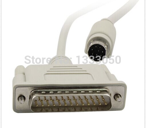 Male DB25 to Male Mini Din 9P PLC Cable White 7.9Ft for Digital GP Proface