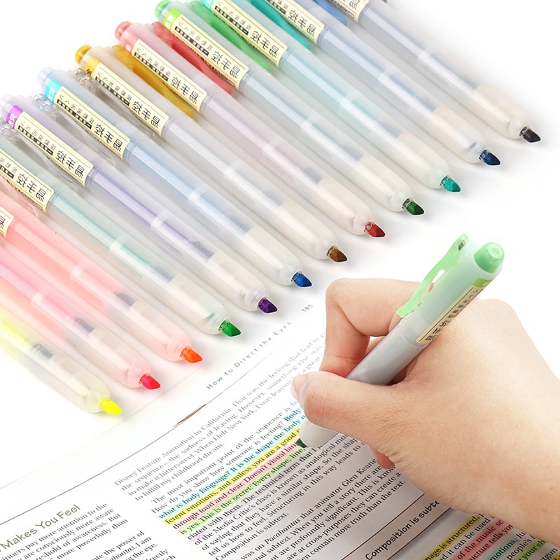 Andstal unik pastel / fluo / blød / retro udtrækkelig highlighter pen 6/12 stk fluorescerende farve til skolemarkør papirvarer kontor