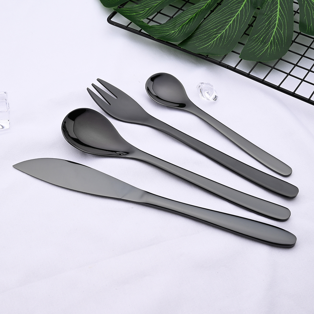 Zwarte Bestek Set 18/10 Rvs Servies Set Mes Vork Lepel Zilverwerk Servies Set Keuken Bestek