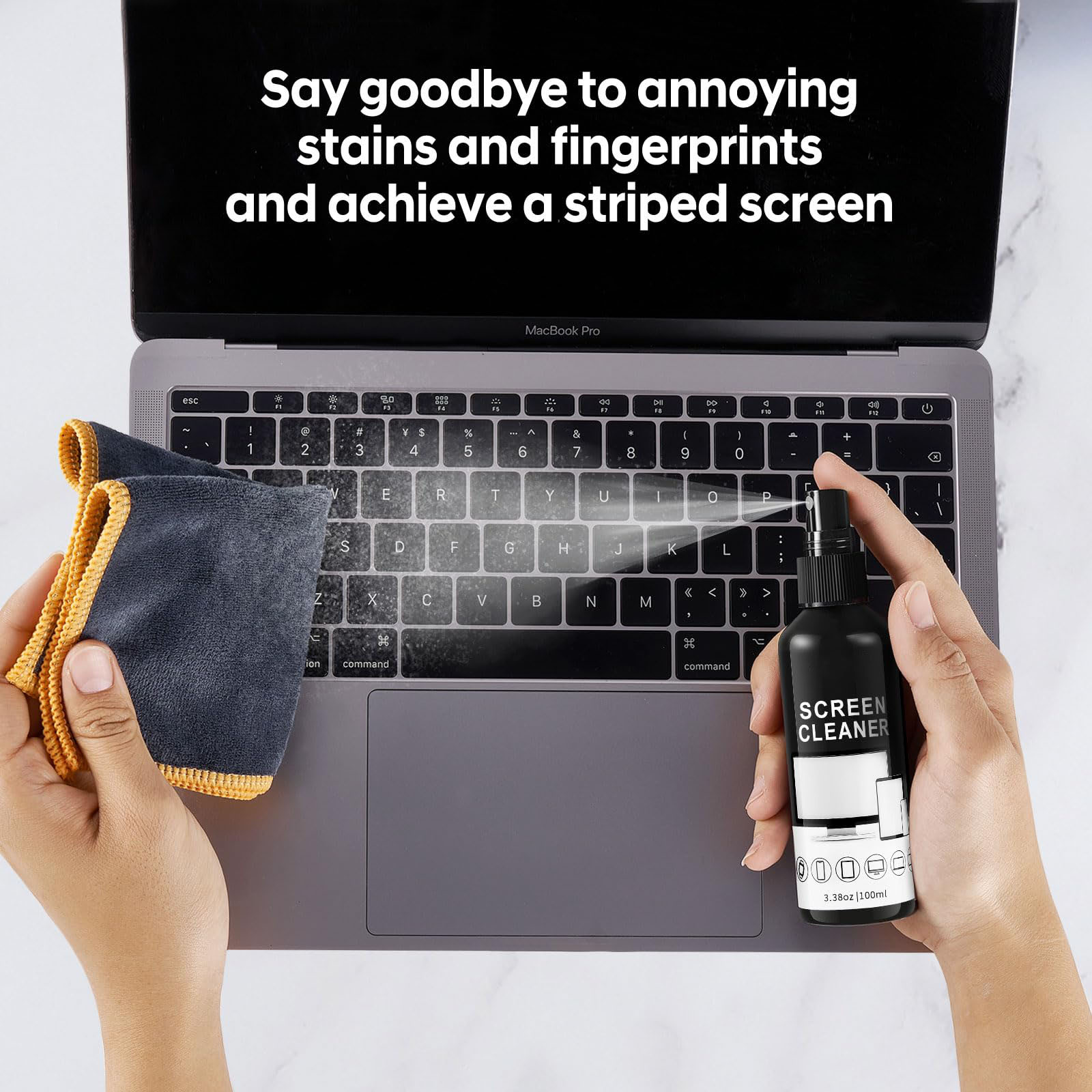 Kit de spray limpiador de pantalla: spray limpiador de vidrio y paño de limpieza de microfibra, adecuado para una variedad de vidrios, gafas y lentes de cámara