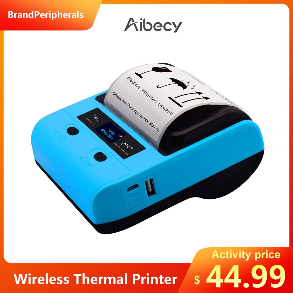 Aibecy DP30 Portable All in One Wireless Thermal Printer 3 Inch 80mm Paper Width for Express Label USB BT NFC for Store