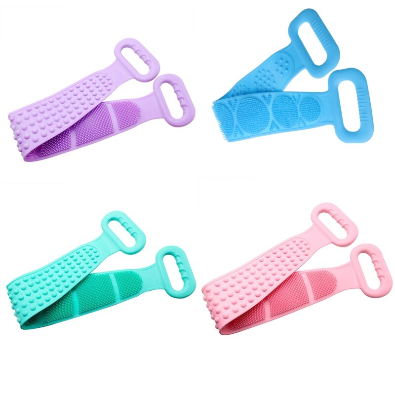 Frotador de espalda de silicona toalla cepillo corporal para baño cinturón de masaje de doble cara Correa Q1QD