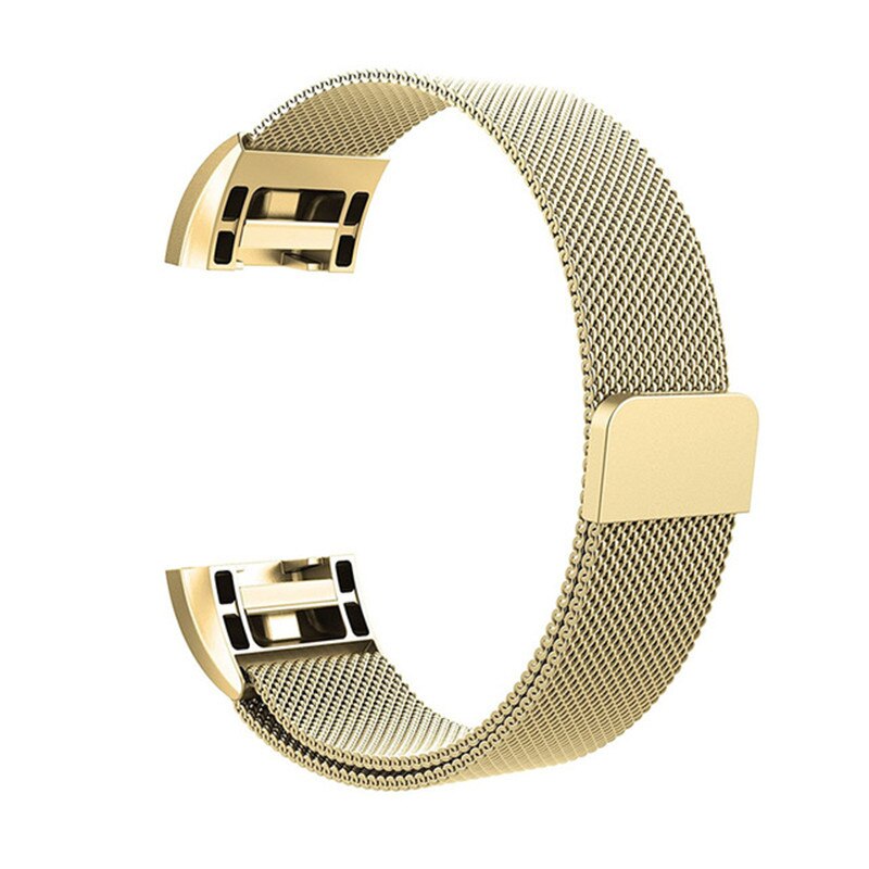 Milanese Schleife Armbinde für Fitbit Gebühr 2 Band Ersatz Armbinde Magnetische Schnalle Armbinde Fitbit Gebühr 2 Zubehör: gold