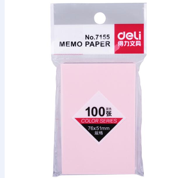 1 pad lot Memo Pad Paste paper 51*76 mm 100 page sticky note Sticker Post-it Labels Stickers Note deli Office Supplies: 51X76mm pink