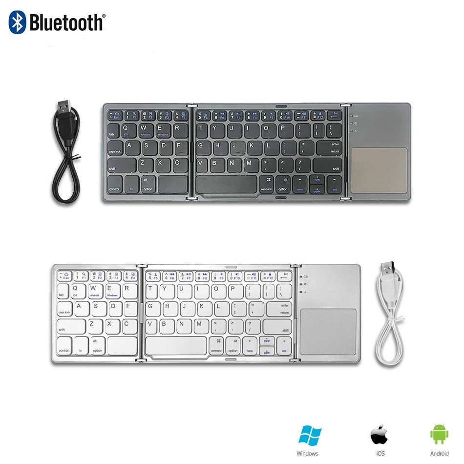 CHYI Bluetooth Keyboard Mini Wireless Keyboard Foldable Office Gaming Tablet Keypad with Touch Mouse For Laptop PC Gamer
