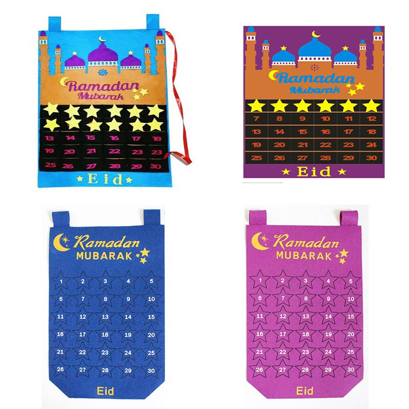 1 stk filt ramadan kalender gør-det-selv håndværk vedhæng nedtællingskalender hængende tallerken hjemmepynt med stjernefilt festartikler