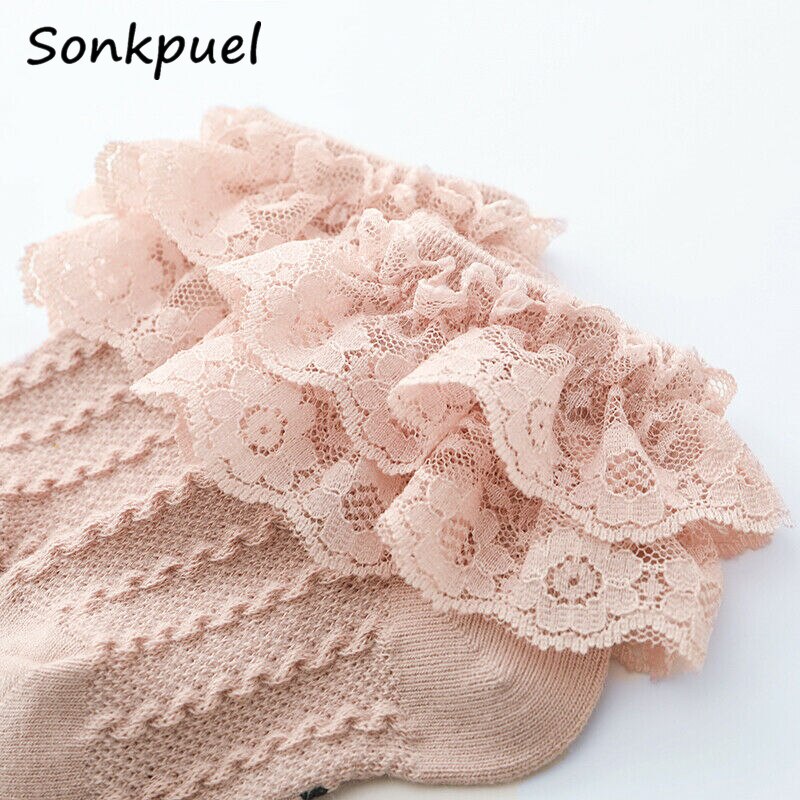 Baby Meisje Sokken Ademend Katoen Kant Ruche Prinses Mesh Sokken Kinderen Enkel Korte Sok Wit Roze Geel Meisjes Kids Peuter