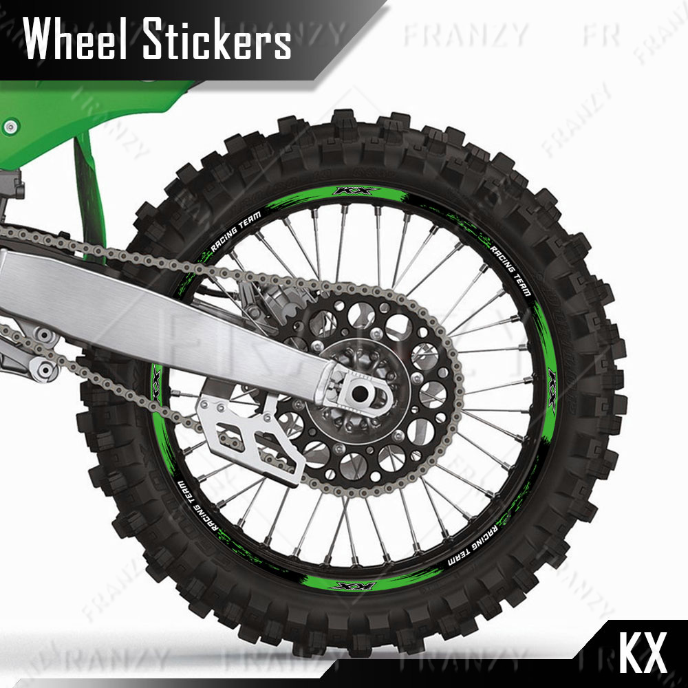Adesivo para roda de motocicleta, decalque refletivo para aro, fita listrada para kx 250 450 500 125 250x 450x kx250f kx450f 50 anos