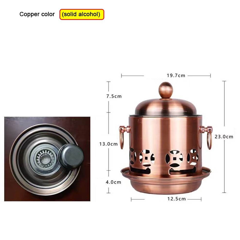 304 Stainless Steel Alcohol Stove Single Small Pot Home Alcohol Stove Pot Hotel Self-Service Dry Pot Small Saucepan: Palace style-copper