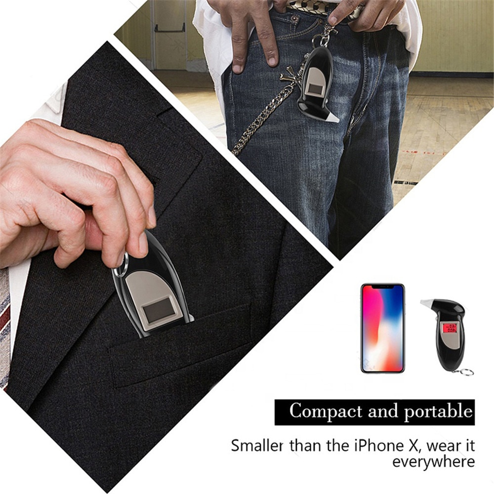 Alcohol Breath Tester Breathalyzer Analyzer Detector Test Keychain Breathalizer Breathalyser Device LCD Screen