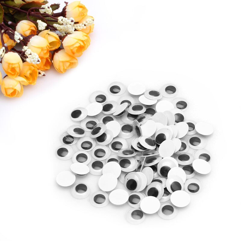 Paquete de 1 paquete (100 unidades) de 6-20mm, manualidades para Scrapbooking, con Wiggly, temblorosos ojos saltones, autoadhesivas, mixtas, novedad: 15mm