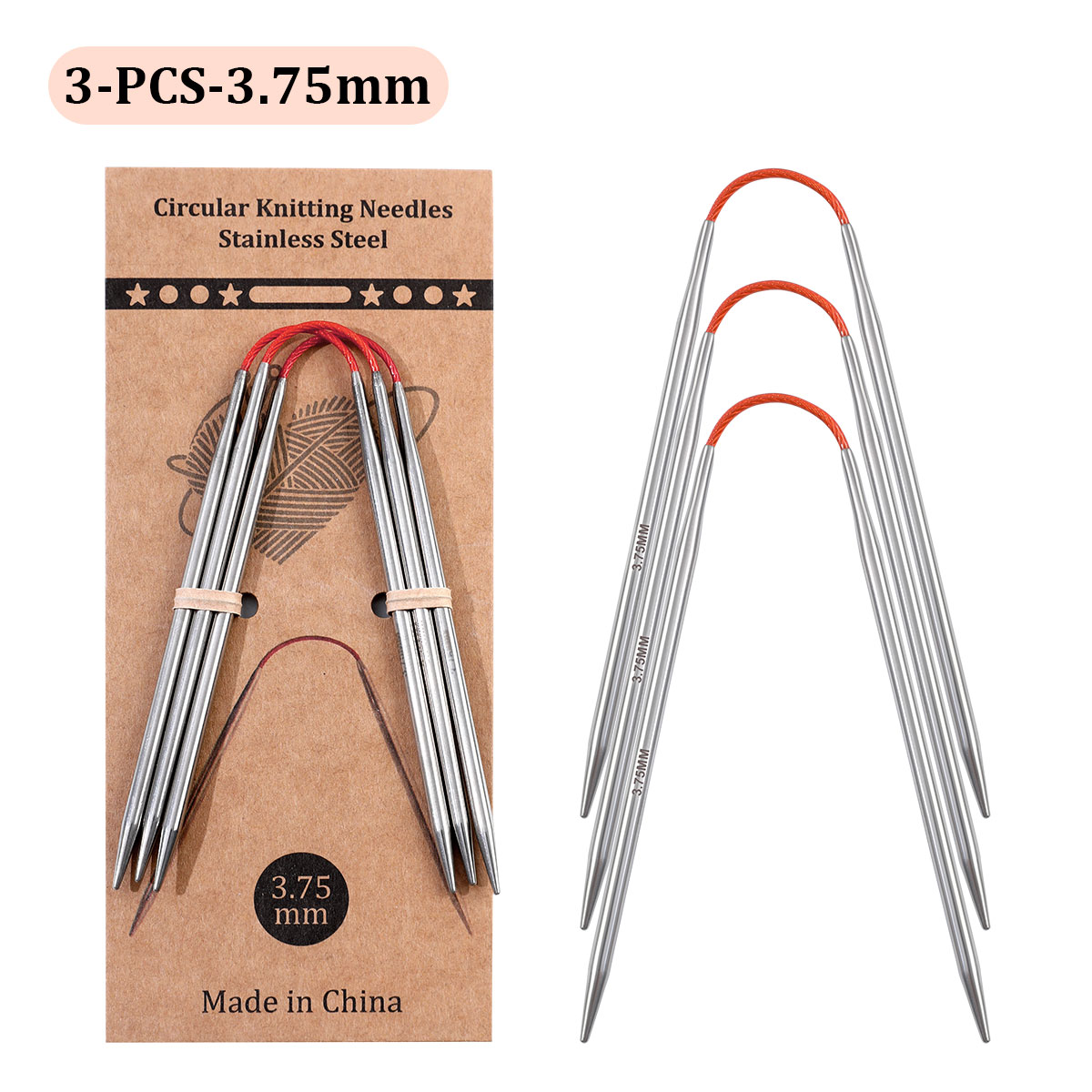 Agujas circulares cortas de 23cm, herramientas de tejer a mano huecas de acero inoxidable para manualidades de lana DIY: Oro