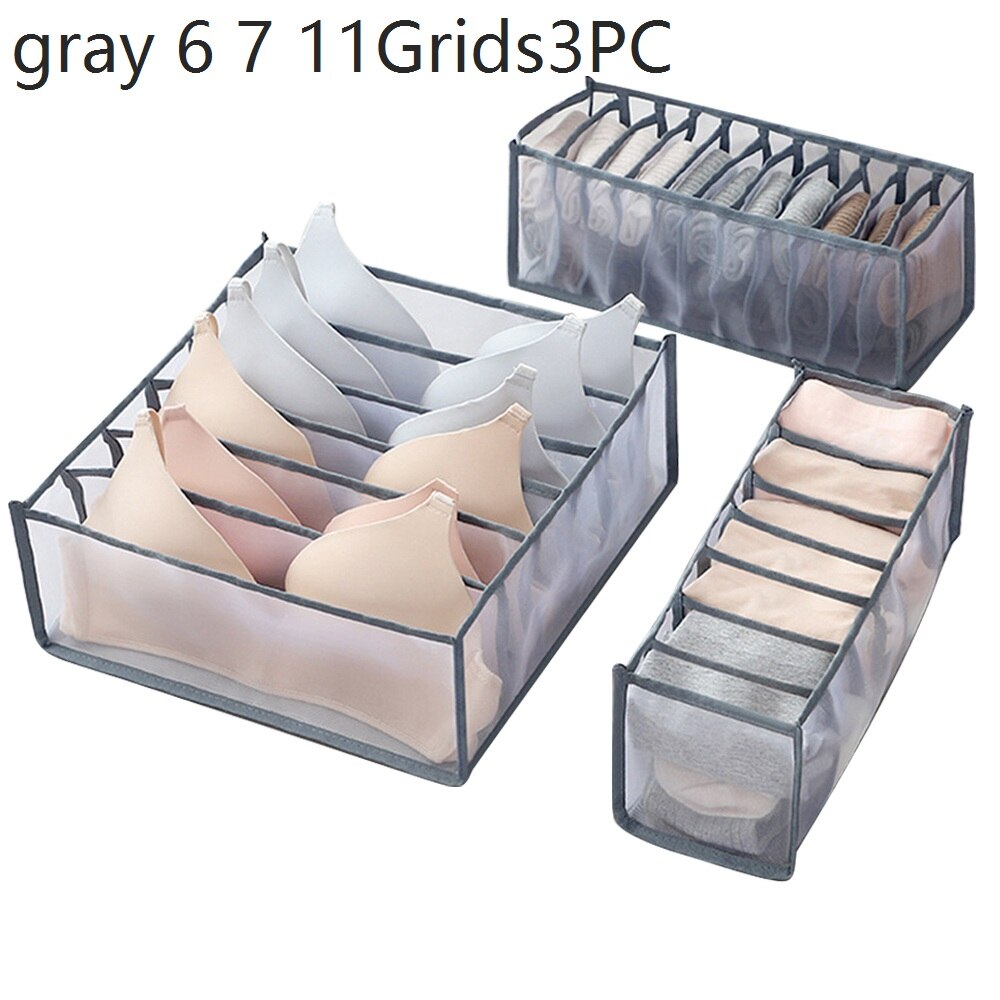 Biancheria intima Deposito scatola Scompartimenti Calzini E Calzettoni reggiseno Mutande Armadio Cassetti Divisori scatola Scatola di Immagazzinaggio Armadio Risparmiare Spazio di Divisori per Cassetti: grigio 1impostato