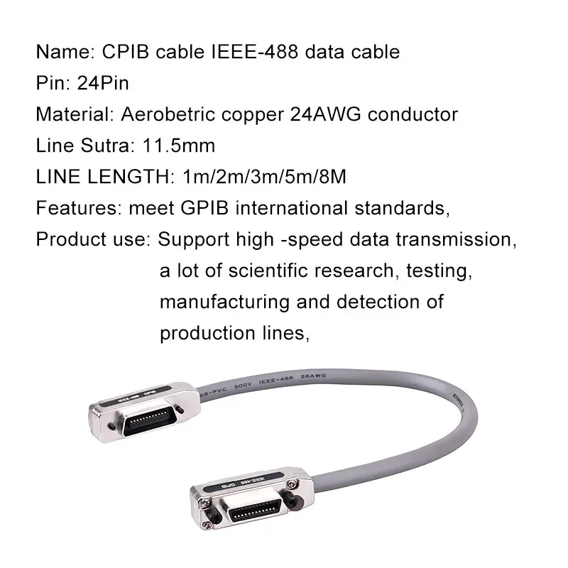 IEEE488 Line Industrial Control Connection Motherboard Wire Accessories GPIB Cable GPIB Transmission Cord 1//2/3/5/8 meters