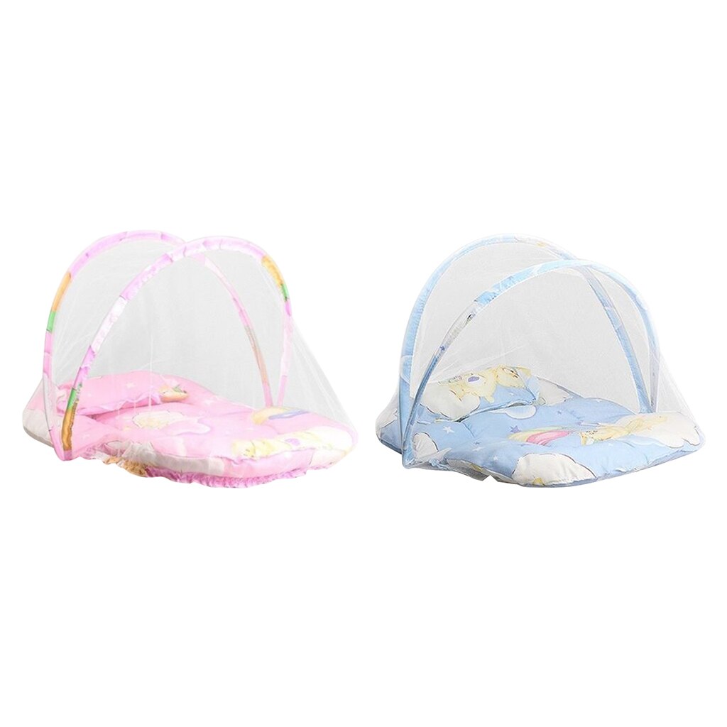 Bärbar hopfällbar baby barn spädbarn säng myggnät tält spjälsäng kudde