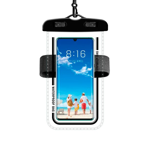 7.2Inch Clear Waterproof Smartphone Bag Case With Lanyard For iPhone 11 Pro Max XR 8 7 Plus Under water Mobile Phone Pouch Cover: Black with Armband