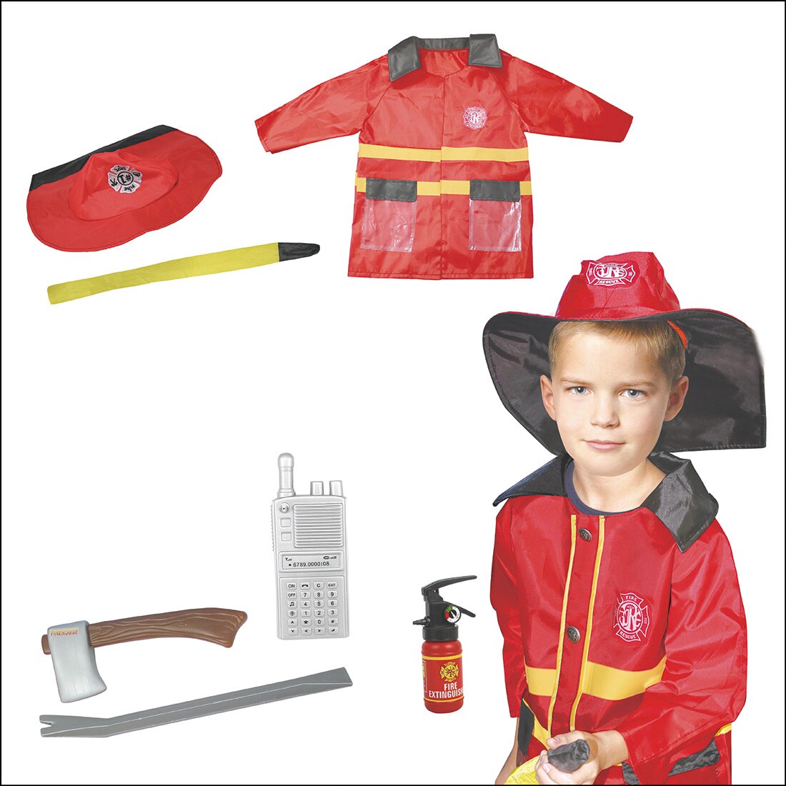 Children Pretend Play Toys Firefighter Uniform Role Play Fancy Dress Costume Set Pretend Play Toy Set For Children