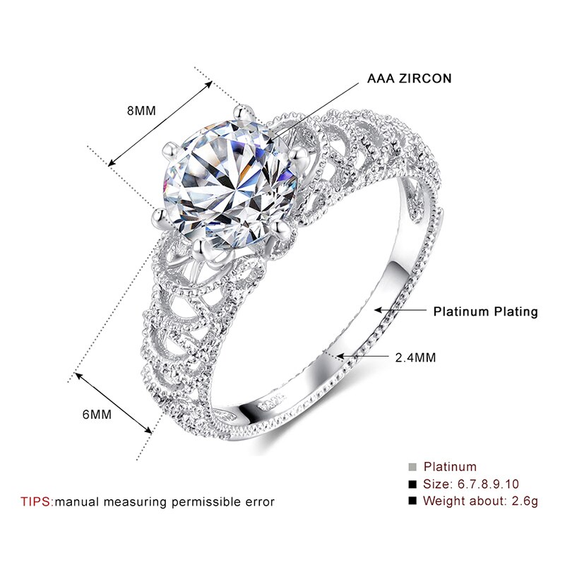 Bague élégante en cristal blanc