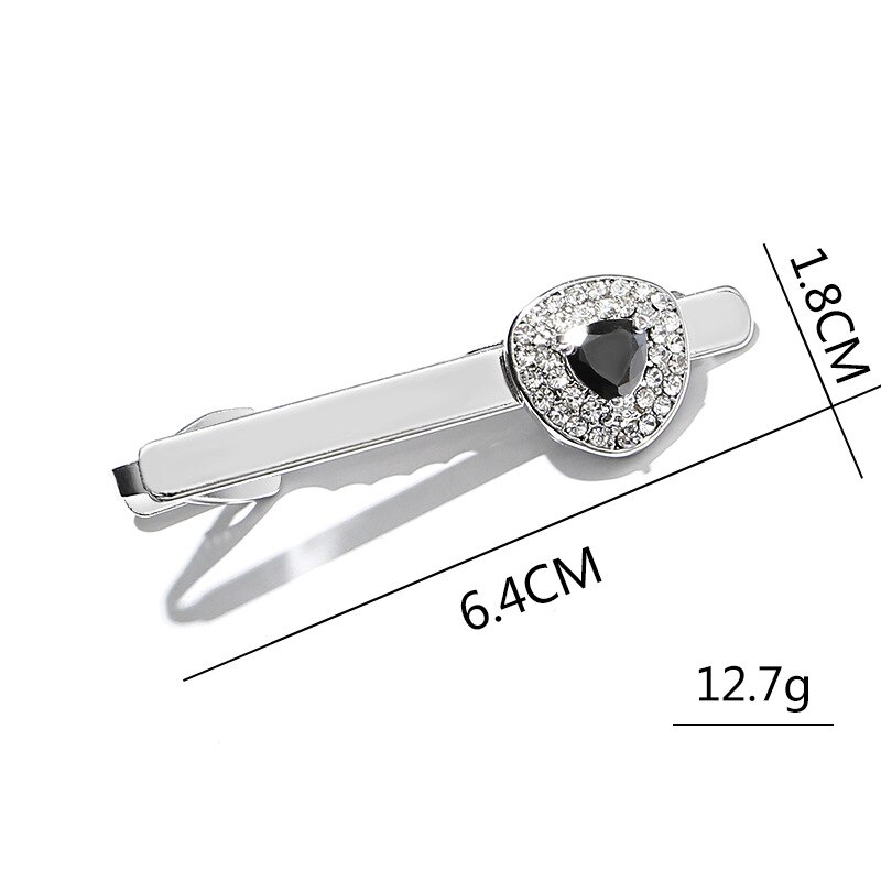 1Piece Zinc Based Alloy Men Necktie Tie Clasps Tone Rhinestone Men's Business Alloy Tie Clip Heart-shaped Decorative Tie Clip