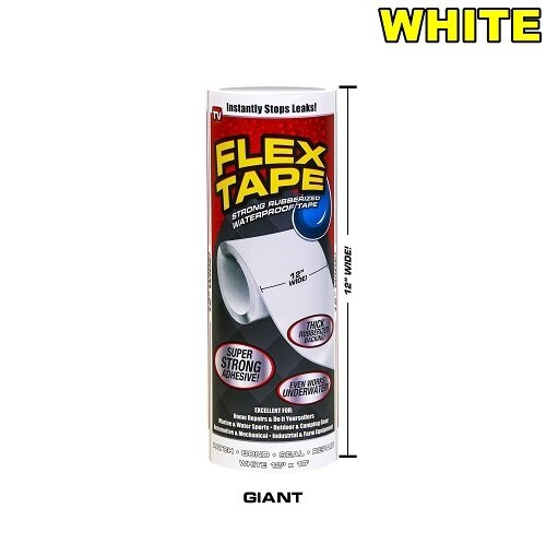 50% OFF 3 Color Flex Strong Rubberized Waterproof Tape Adhesive Super Thick Pro Formula Black White Clear: 30CM WHITE