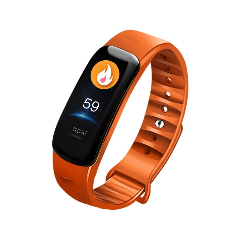 Reloj inteligente ultradelgado minimalista para hombre y mujer, pulsera totalmente táctil, rastreador de Fitness y presión arterial,: Naranja