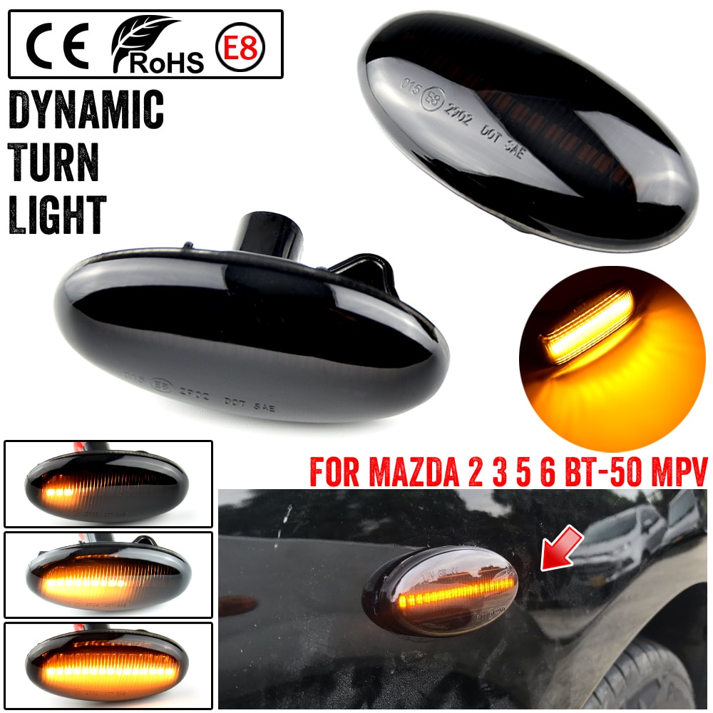 2 pièces LED clignotant dynamique côté marqueur lumière séquentielle clignotant pour Mazda 2 pour Mazda 3 5 6 BT-50 MPV