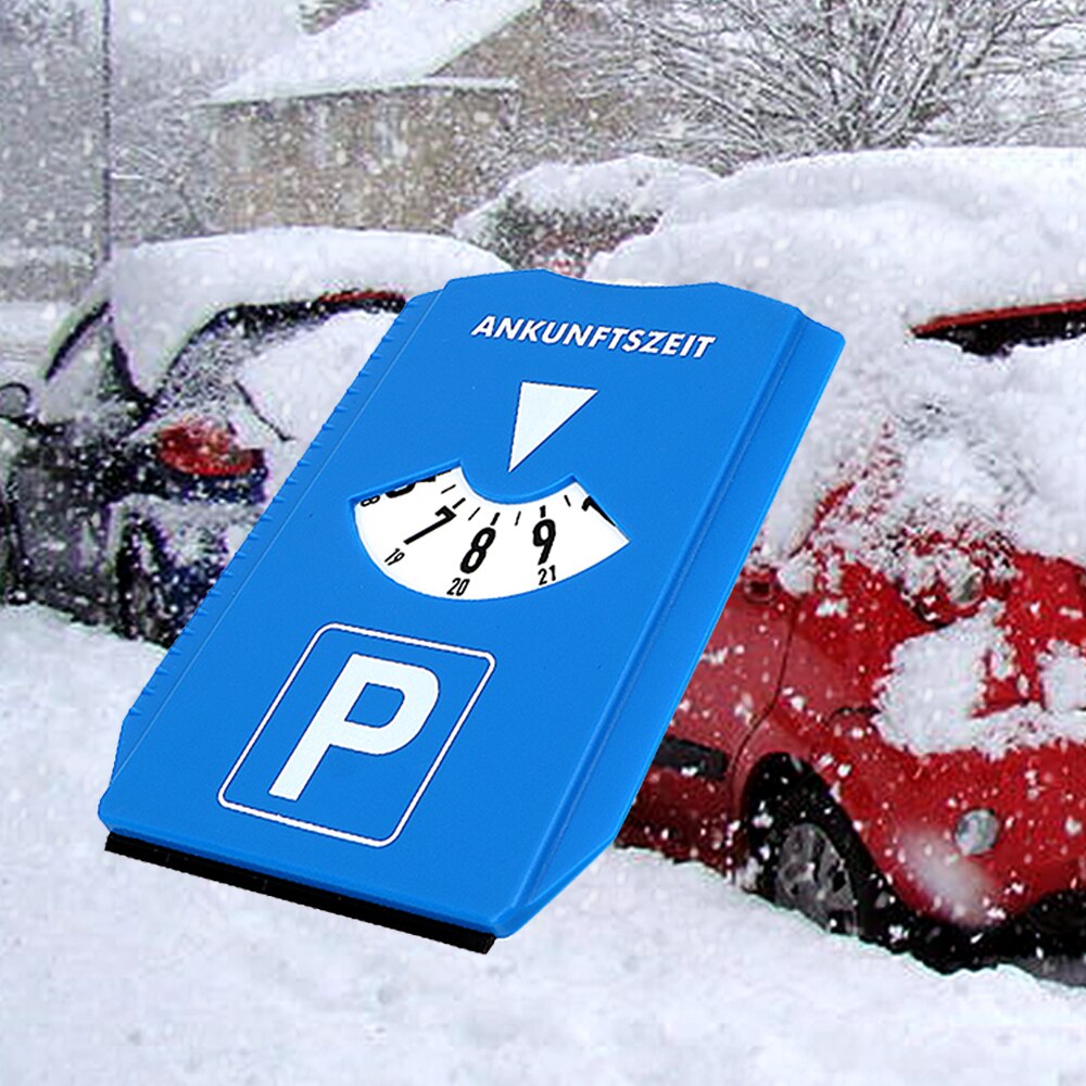Bil parkering tidsskilt parkering tid værktøj is skraber sne fjerner bil forrude sne skovl retur tid note tid display disk