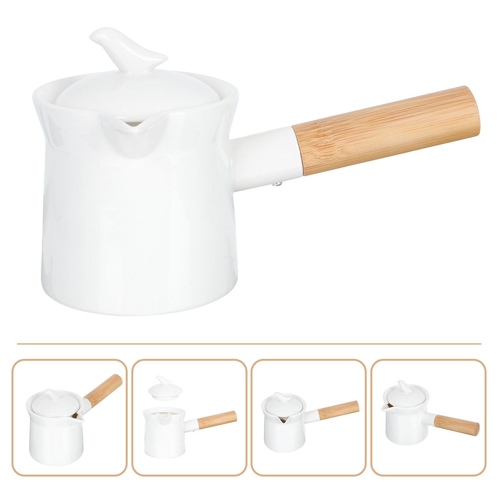 Household Tea Making Pot Coffee Shop Holder Japanese Style Coffee Pot (White)