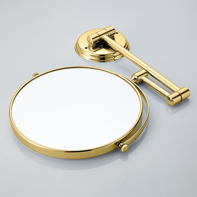 Badeværelse spejl guld rustfrit stål 2 ansigts roterende kosmetik spejl rund dobbelt arm forlænge soveværelse makeup spejl forstørrelse