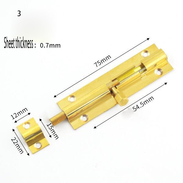 8PCS 1.5/2/3/4/6 Inch Long Golden Brass Door Latch Sliding Lock Bolt Latch Hasp Staple Gate Safety Lock: 3