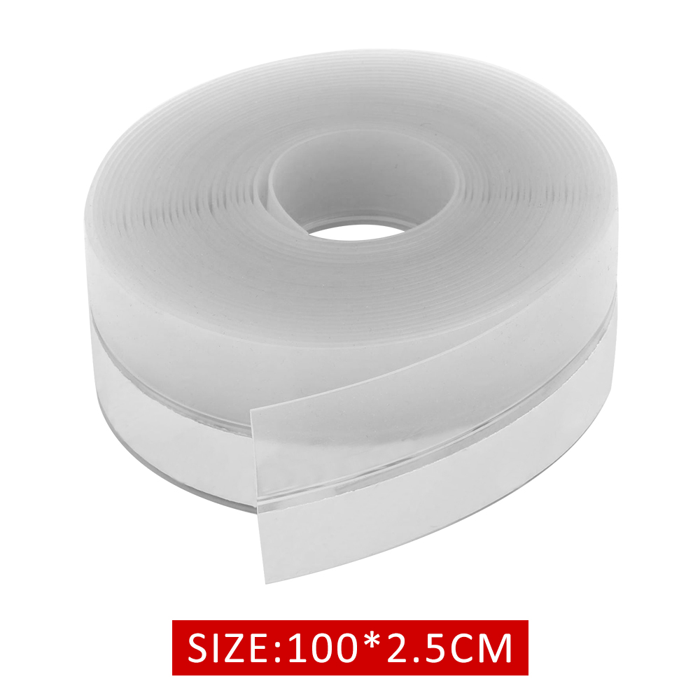 Badrum kök mögelfast vattentät silikon genomskinlig tejp diskho gap dörr toalett hörn linje tätningslist klistermärke 100*2.5cm