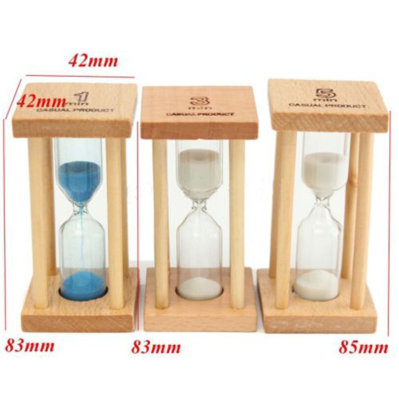 1 stk 1/3/5 minutter timeglas træ timeglas sand timer ur sandglas te timere krystal håndværk fødselsdag for børn  j30: 5 min