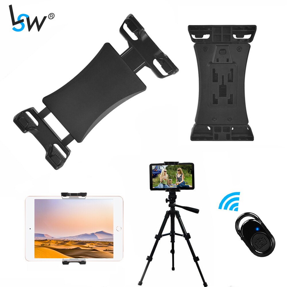 Universal Tablet Holder Tripod Mount Clamp Adapter Compatible with Phone/iPad Pro/Air/ Mini with Cold Shoe For Microphone