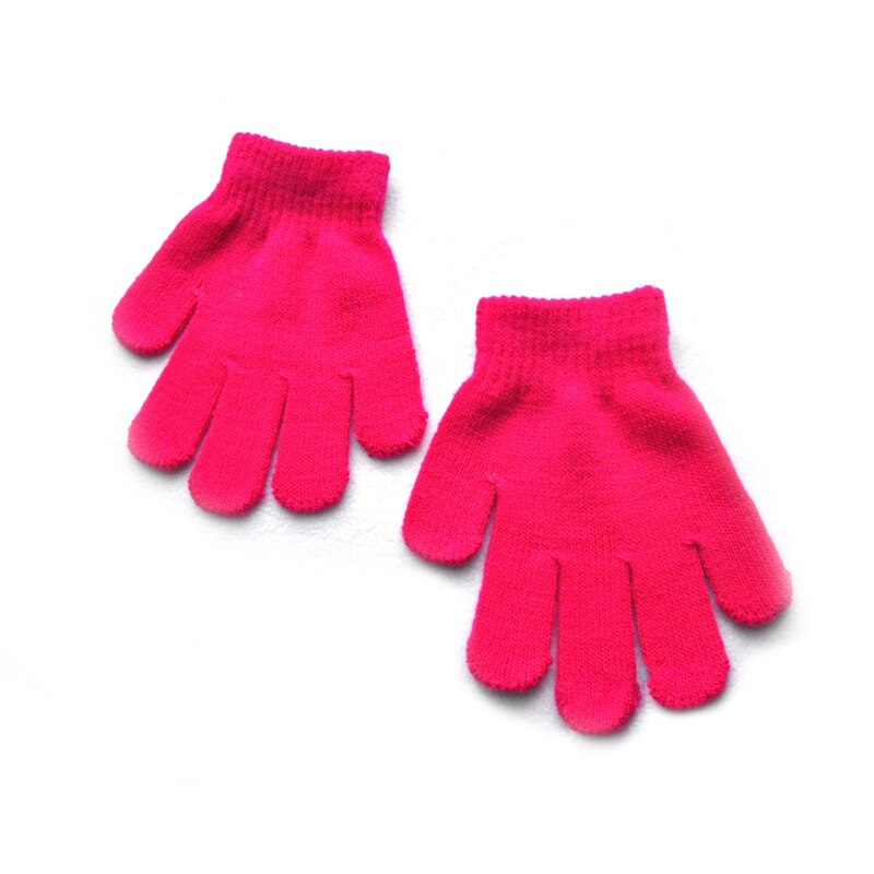 Wecute Art Winter Warme Handschuhe für 3-7 jahre freundlicher Reine Farbe Gestrickte Warme Handschuhe Kindergarten 13*10cm Weiche Außen Spielen: Rose rot