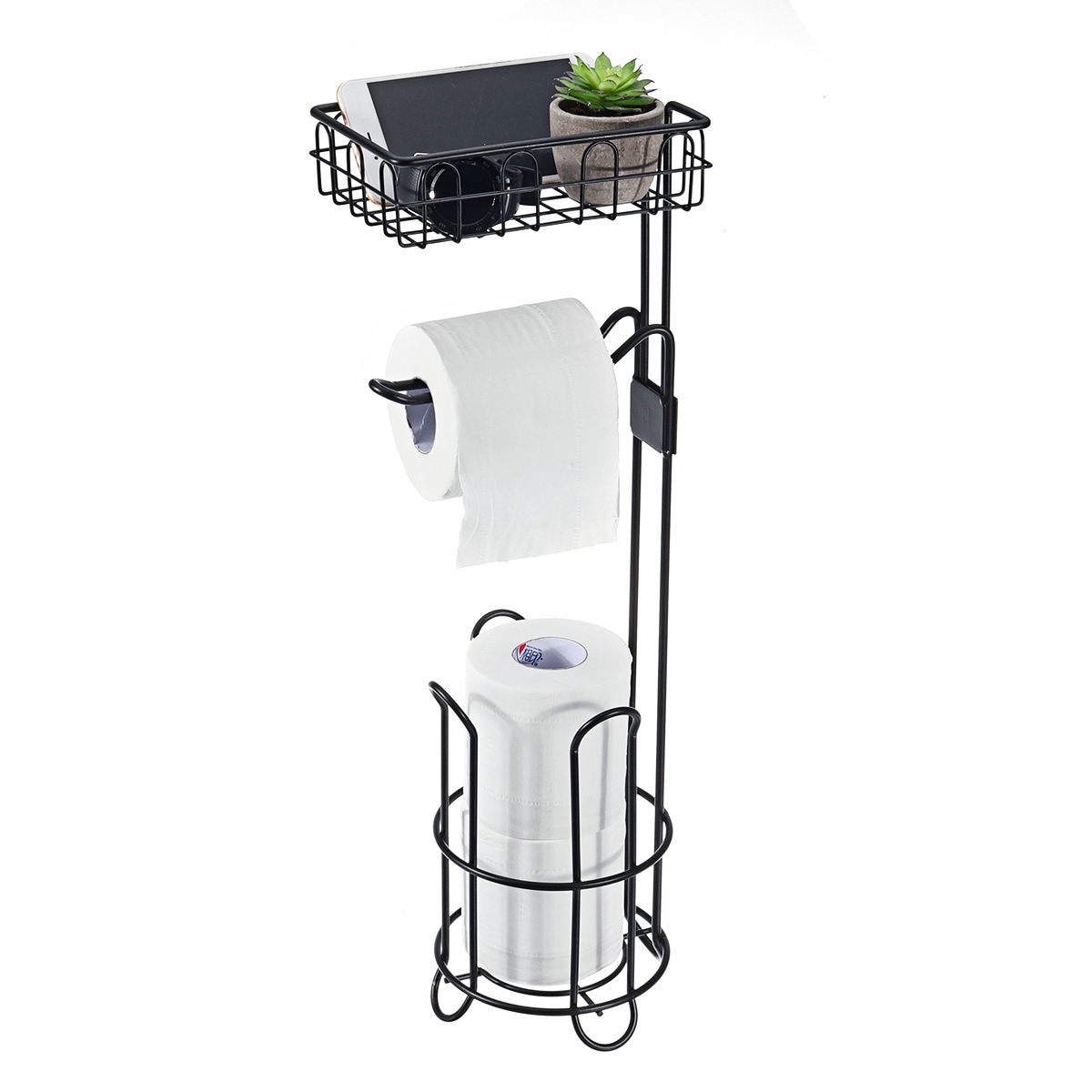 Vertical Toilet Roll Holder Stand Paper Towel Storage Rack 61cm Toilet Paper Towel Storage Stand Organizer Rack