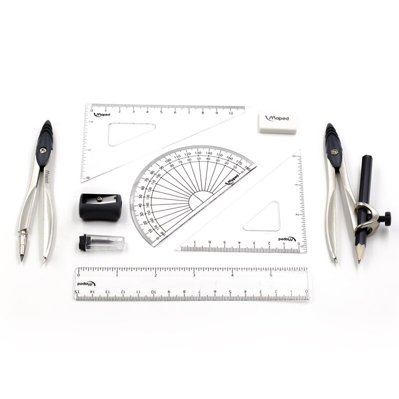 Maped Student stationery ten sets of compasses metal children's ruler set drawing tool ruler