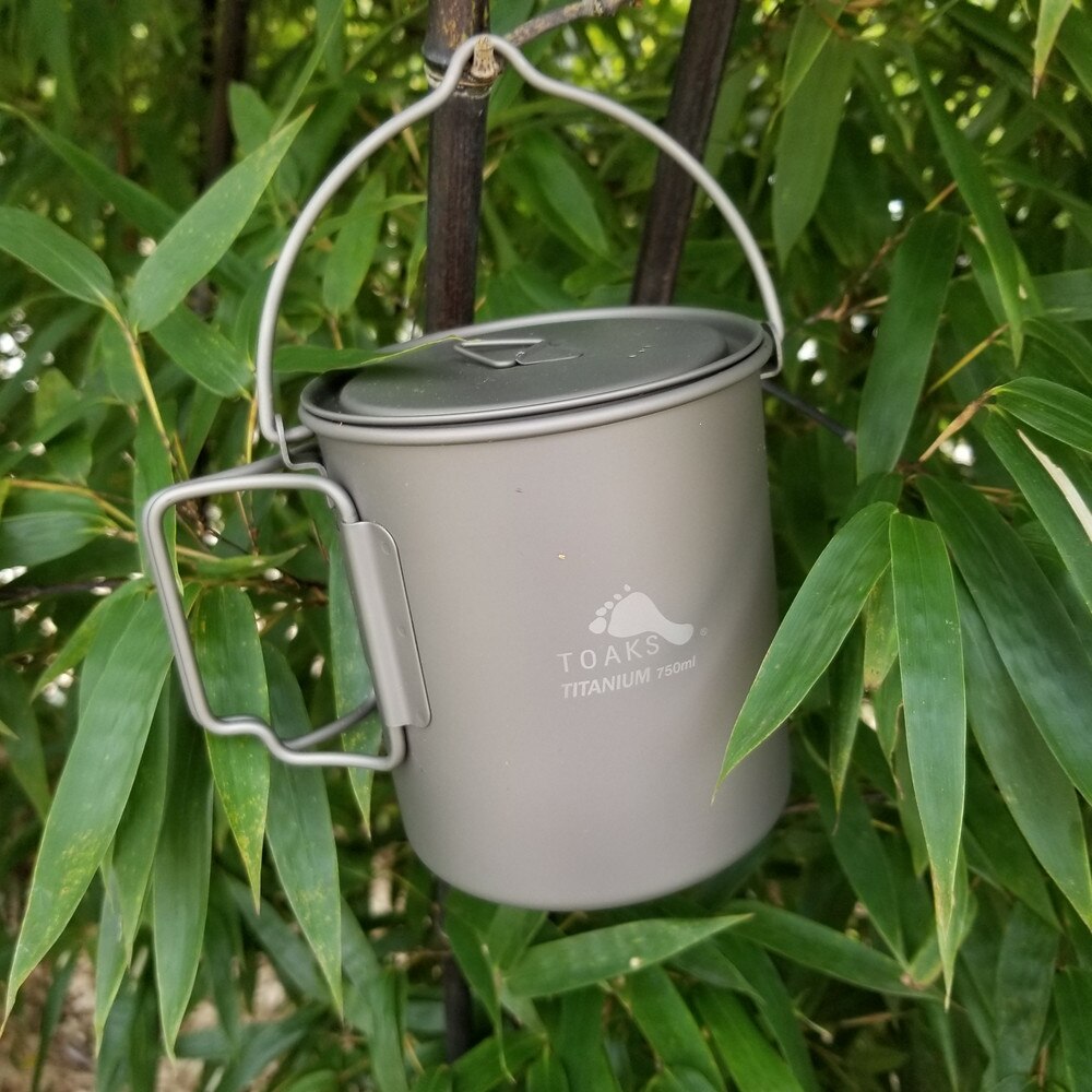 TOAKS Titanium Outdoor Camping Pot Cooking Pots Picnic Hang Pot Ultralight Titanium Pot 750ml