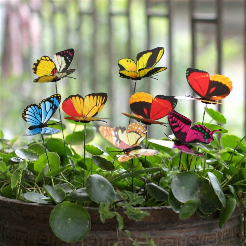 Bouquet de papillons jardin cour planteur coloré fantaisiste papillon piquets décoration extérieure décor Pots de fleurs décoration