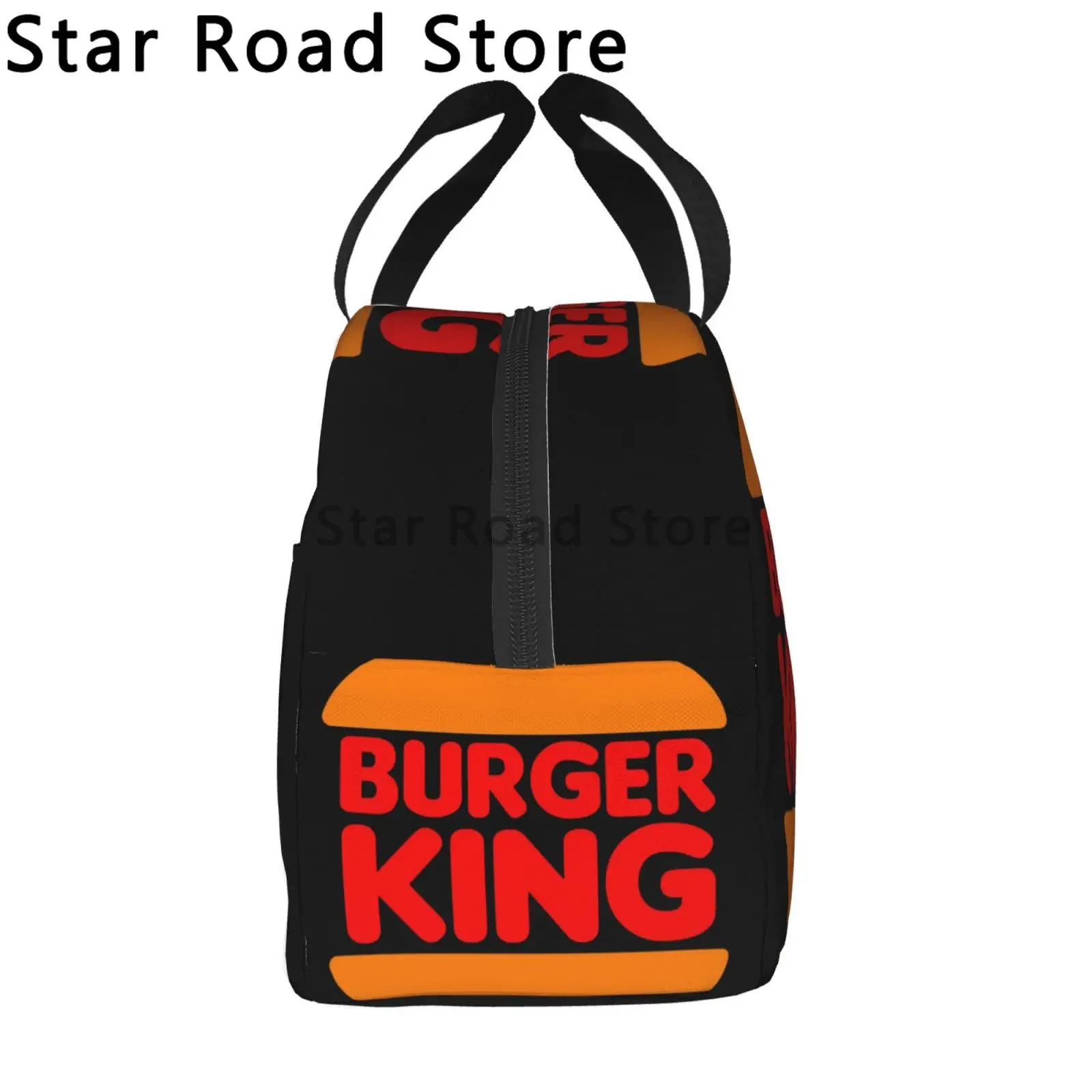 Morsom burger konge-logo matveske til voksne og låve, isolert organisering, matveske til reise, fotturer, piknik, Strand, skole, kontor