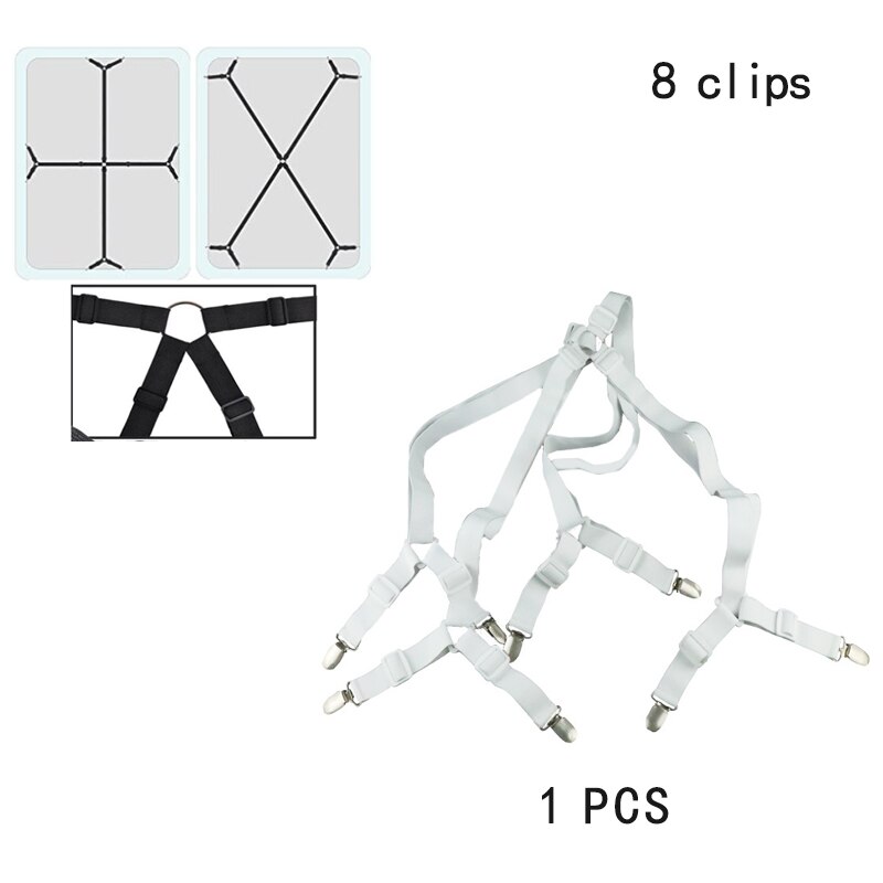 Attache de drap de lit élastique réglable, pince à matelas, housse de canapé, sangle fixe antidérapante, Kit de tondeuse Textile domestique: 8 Clips White